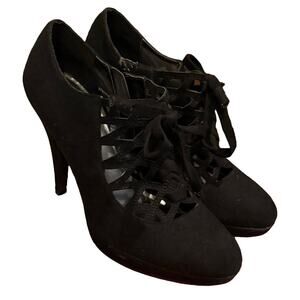 Impo Suede Heels Cut Out Pumps Womens Sz 7 Black